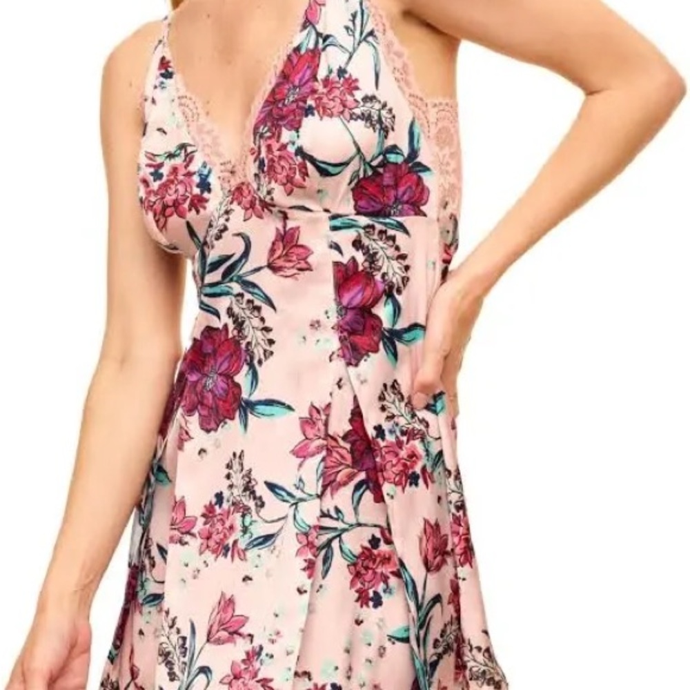 Adore Me Floral Lace Chemise - Pink and Purple